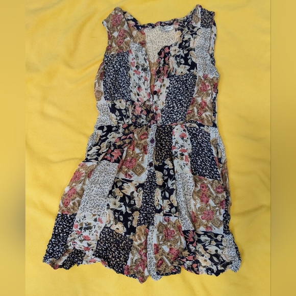 Vintage Pants - mixed floral patchwork quilt sleeveless flowy romper